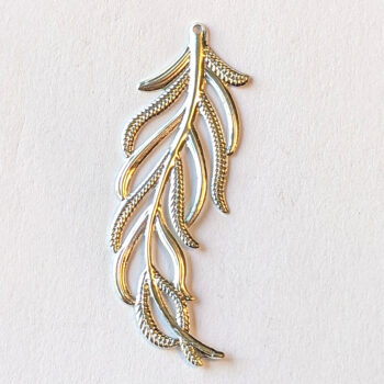 Large Filigree Stamped Leaf Pendant Silver