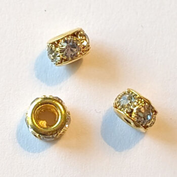 Clear Rhinestones Gold Charm Bead