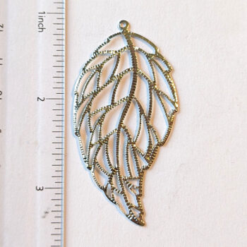 Large Cutout Filigree Leaf Pendant Silver - Image 2