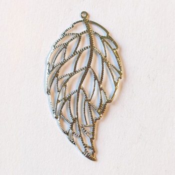 Large Cutout Filigree Leaf Pendant Silver