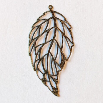 Large Cutout Filigree Leaf Pendant Antique Bronze