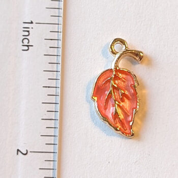 Pink Leaf Enamel Charm Gold - Image 2