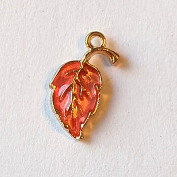 Pink Leaf Enamel Charm Gold