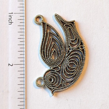 Large Hollow Bird Pendant / Connector Antique Silver - Image 2