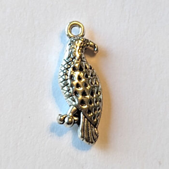 Bird on Branch Charm Antique Silver