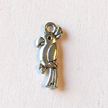 Parrot Bird Charm Antique Silver