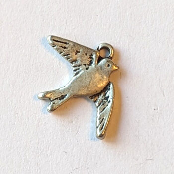 Small Flying Sparrow Bird Charm Antique Silver