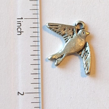 Small Flying Sparrow Bird Charm Antique Silver - Image 2