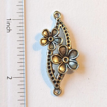 Double Flowers Pendant / Connector Antique Silver - Image 2