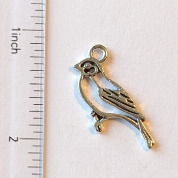 Hollow Sparrow Bird Charm Antique Silver - Image 3