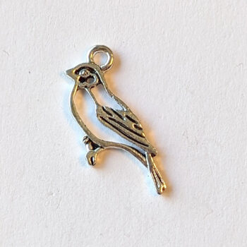 Hollow Sparrow Bird Charm Antique Silver