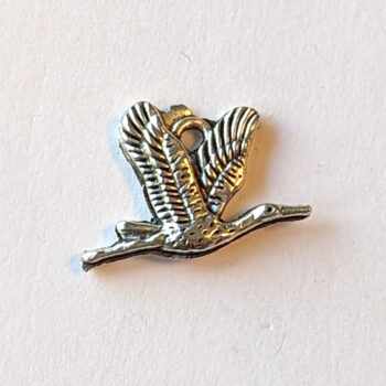 Flying Crane Bird Charm Antique Silver