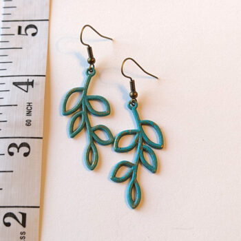 Antique Bronze Patina Hollow Cutout Branch Leaf Earrings - Image 2