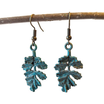 Antique Bronze Patina Leaf Vintage Style Earrings