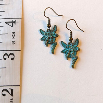 Antique Bronze Patina Angel Fairy Fairies Vintage Style Earrings - Image 2