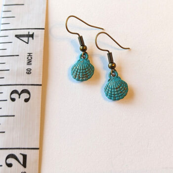 Antique Bronze Patina Double Sided Scallop Shell Earrings - Image 2