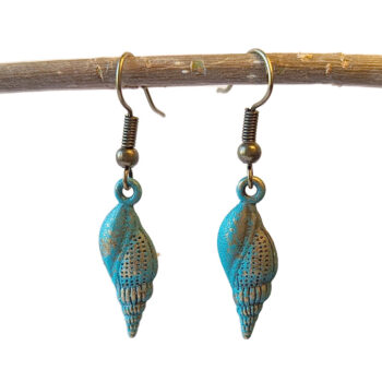 Antique Bronze Patina Double Sided Tulip Shell Earrings