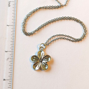 Antique Silver Five Petal Flower Necklace - Image 2