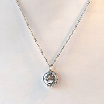 Antique Silver Half Moon Sun Necklace - Image 3