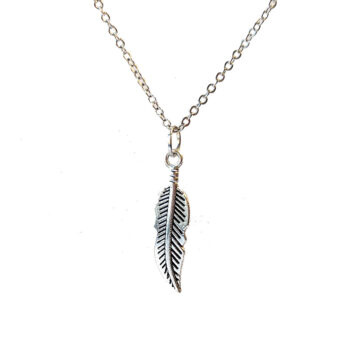 Antique Silver Small Feather Necklace