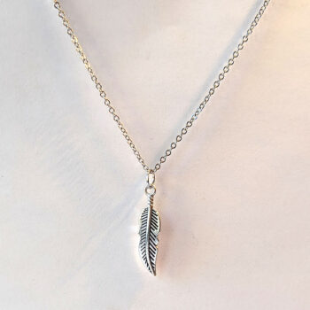 Antique Silver Small Feather Necklace - Image 4