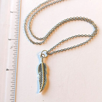 Antique Silver Small Feather Necklace - Image 3