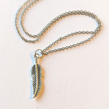 Antique Silver Small Feather Necklace - Image 2