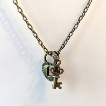 Key and Lock to my Heart Pendant Antique Bronze Necklace - Image 4