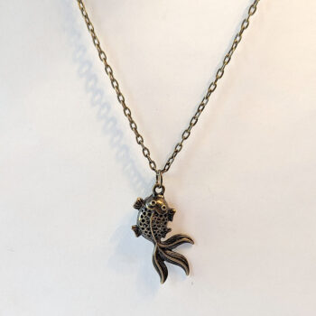 Antique Bronze Hollow Double-Sided Goldfish Fish Necklace - Image 4