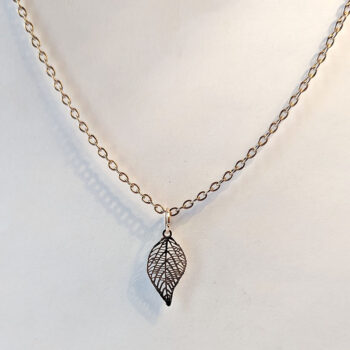 Dainty Filigree KC Gold Leaf Pendant Necklace - Image 8
