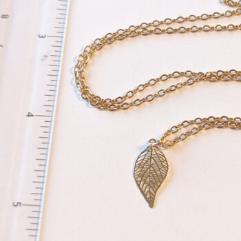 Dainty Filigree KC Gold Leaf Pendant Necklace - Image 3