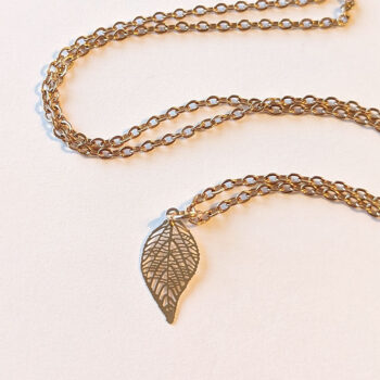 Dainty Filigree KC Gold Leaf Pendant Necklace - Image 2