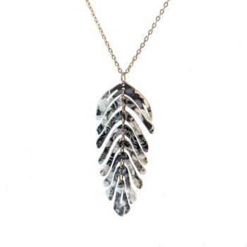 Large Black and White Leaf Pendant Necklace