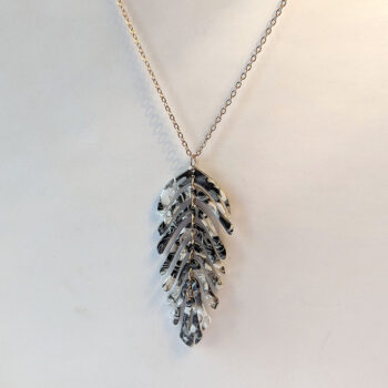 Large Black and White Leaf Pendant Necklace - Image 4