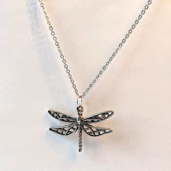 Hollow Antique Silver Cutout Dragonfly Necklace - Image 4