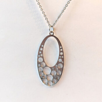 Antique Silver Large Oval Vintage Style Necklace