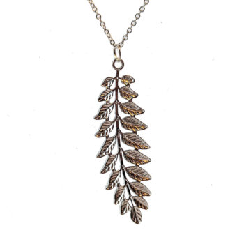 Silver Fern Branch Leaf Leaves Stainless Steel Necklace