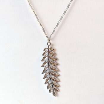 Silver Fern Branch Leaf Leaves Stainless Steel Necklace - Image 4