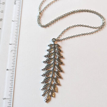 Silver Fern Branch Leaf Leaves Stainless Steel Necklace - Image 3