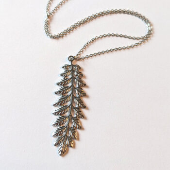 Silver Fern Branch Leaf Leaves Stainless Steel Necklace - Image 2