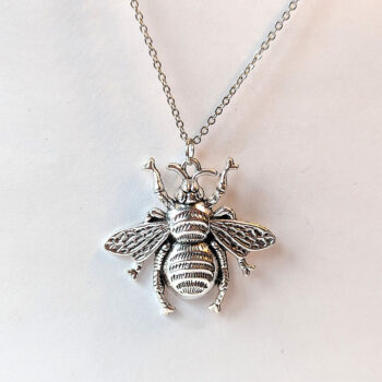 Large Bee Antique Silver Pendant Necklace - Image 4