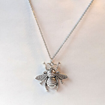 Large Bee Antique Silver Pendant Necklace - Image 3