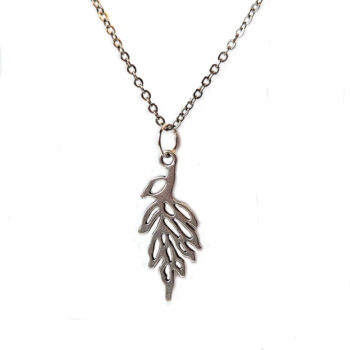 Irregular Hollow Leaf Pendant Antique Silver