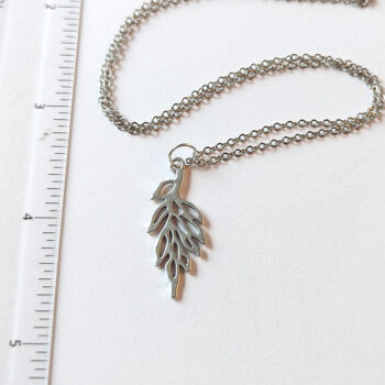 Irregular Hollow Leaf Pendant Antique Silver - Image 3