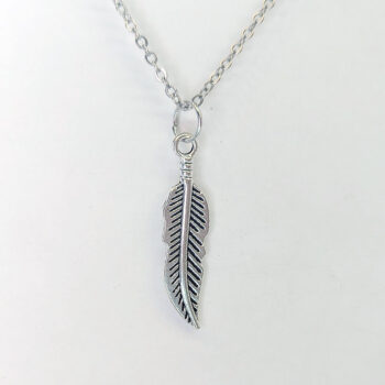 Antique Silver Small Feather Necklace - Image 5