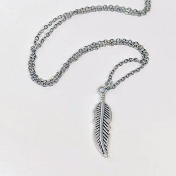 Antique Silver Small Feather Necklace - Image 8