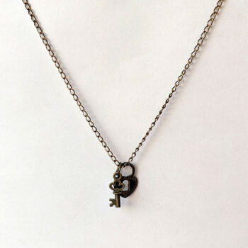 Key and Lock to my Heart Pendant Antique Bronze Necklace - Image 5