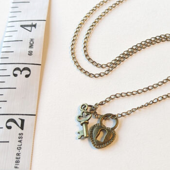 Key and Lock to my Heart Pendant Antique Bronze Necklace - Image 6