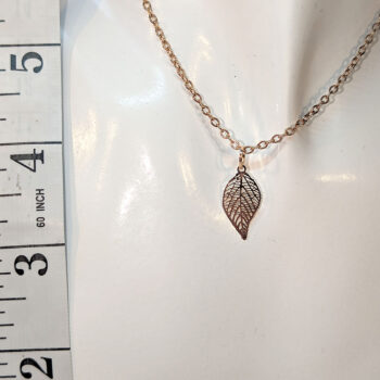 Dainty Filigree KC Gold Leaf Pendant Necklace - Image 6