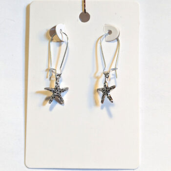 Antique Silver Textured Starfish Earrings - Image 4